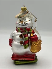 Hallmark Mitford Snowman Blown Glass Ornament Figural Jan Karon Vintage TEACHER