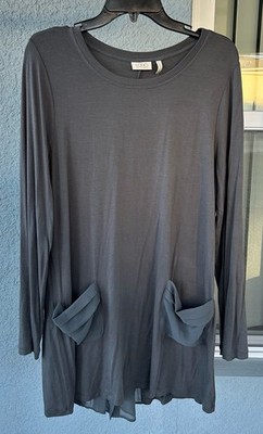 Logo By Lori Goldstein Pockets Pleated Back w/Buttons Detail Popover Tunic L