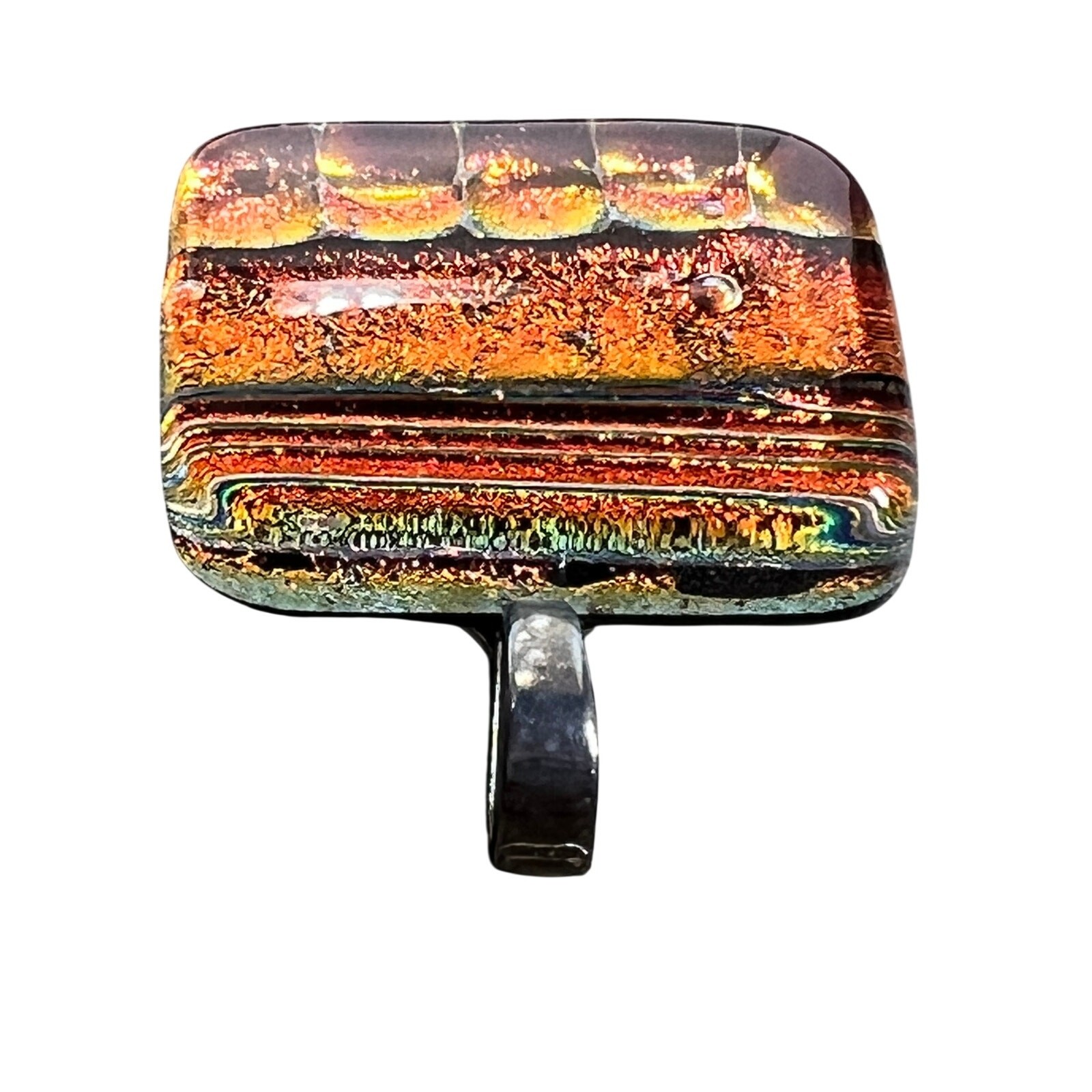 DICHROIC Glass Pendant Rectangular Multicolor Fus… - image 3