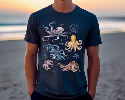 Octopus Comfort Tee Ocean Marine Animal Sea Creature Graphic Shirt