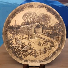 1997 Wendell August Forge “A Country Christmas” Christmas Bronze Plate 8" Ltd Ed