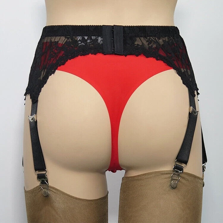 Strapsgürtel englische Strumpfhalter 6 Straps mit Metallclips schwarz - Bild 4 von 4