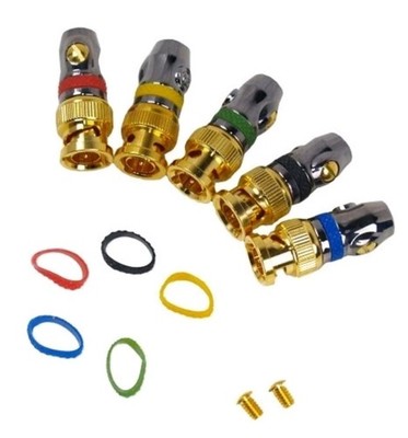 Planet Waves BNCP5 Male Solder-Less BNC Connectors, Gold Plated, 5, NEW!