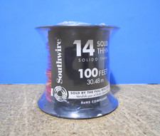 Southwire 100 Feet 14 Awg Solid Copper THHN Wire RED 