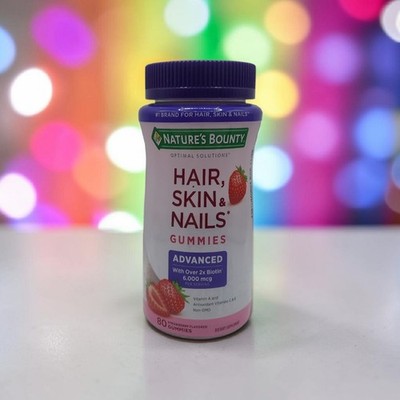 Nature's Bounty Advanced Hair Skin & Nails Gummies Strawberry Flavor Exp 11/2026