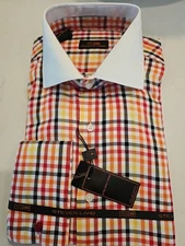 Steven Land Men's Dress Shirt Tie and Handkerchief Set Orange