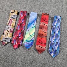Vintage J. Garcia Tie Men Lot 5 Bright Multicolor 100 Silk Limited Edition Art