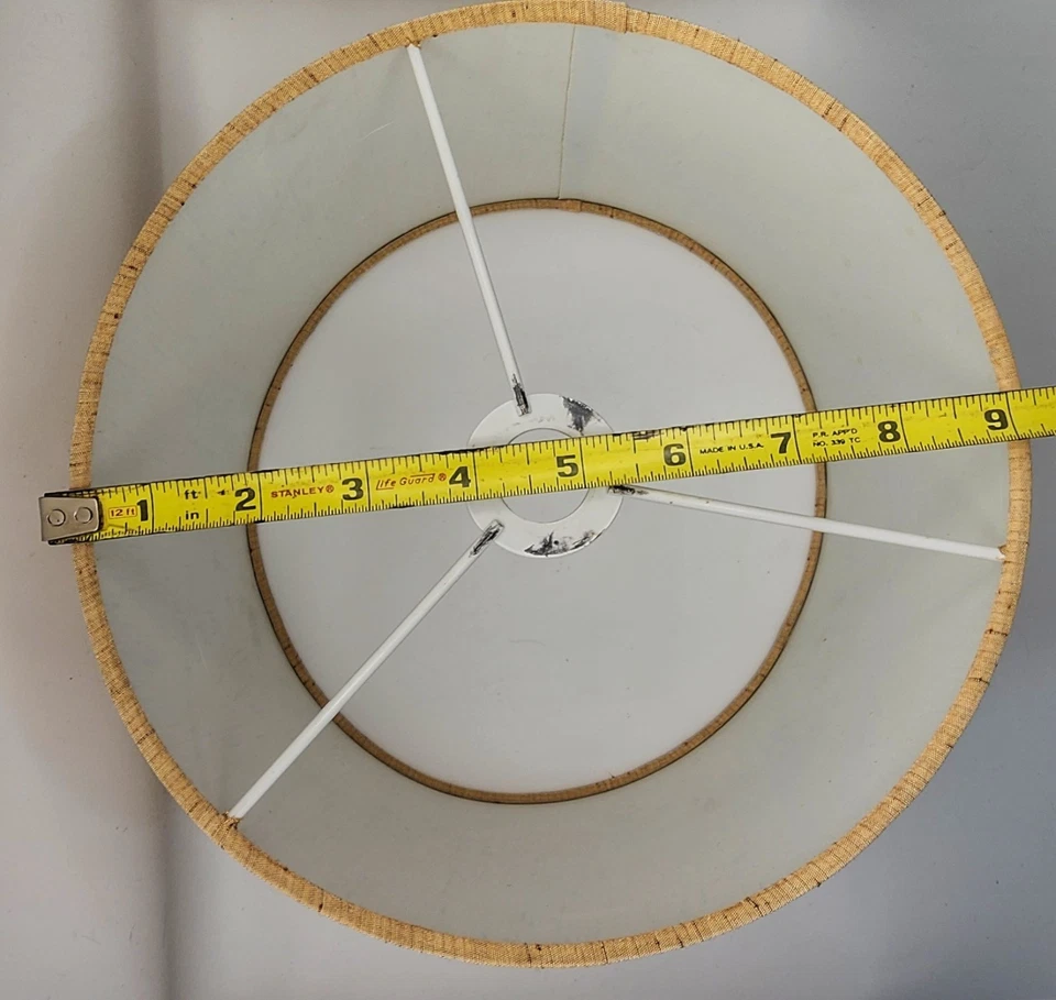 JUEGO DE 2 pantallas de lámpara de tambor de 9" color lino moteado tostado montador de araña estilo MCM Foto 4 de 4