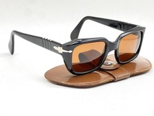 Vintage Persol Ratti Model 6155 Black Acetate Brown Lenses Italy Authentic Case