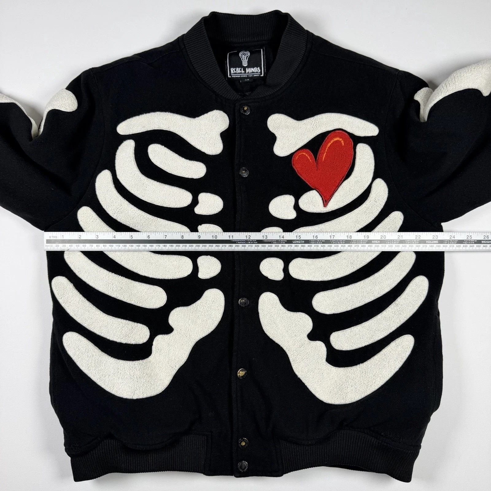 Rebel Minds Don't Kill My Vibe Skeleton Bones Melton Varsity Men Jacket XL - product detail image 16
