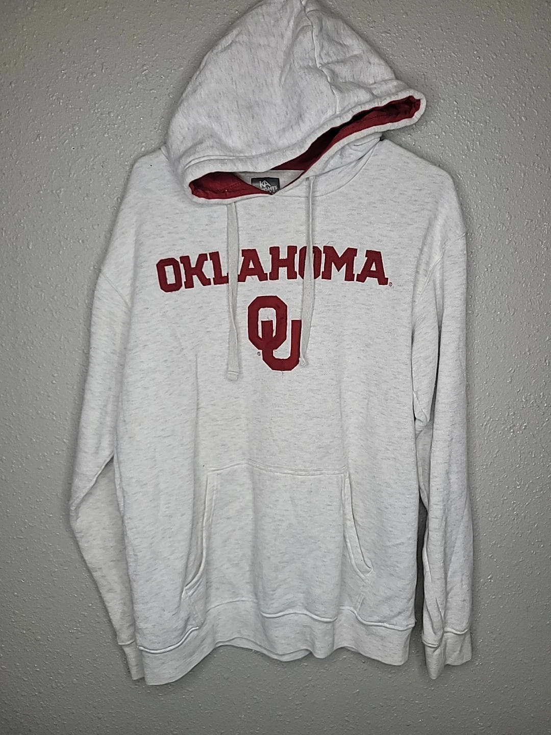 VETEMENTS Oklahoma O U Felpa con Cappuccio Uomo M 38 40 Grigio e Rosso KA Abbigliamento da Notte