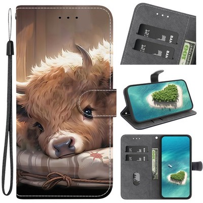 Wallet Flip Case For OPPO Infinix Little Cow Painted Hot Card Stand Phone Cover