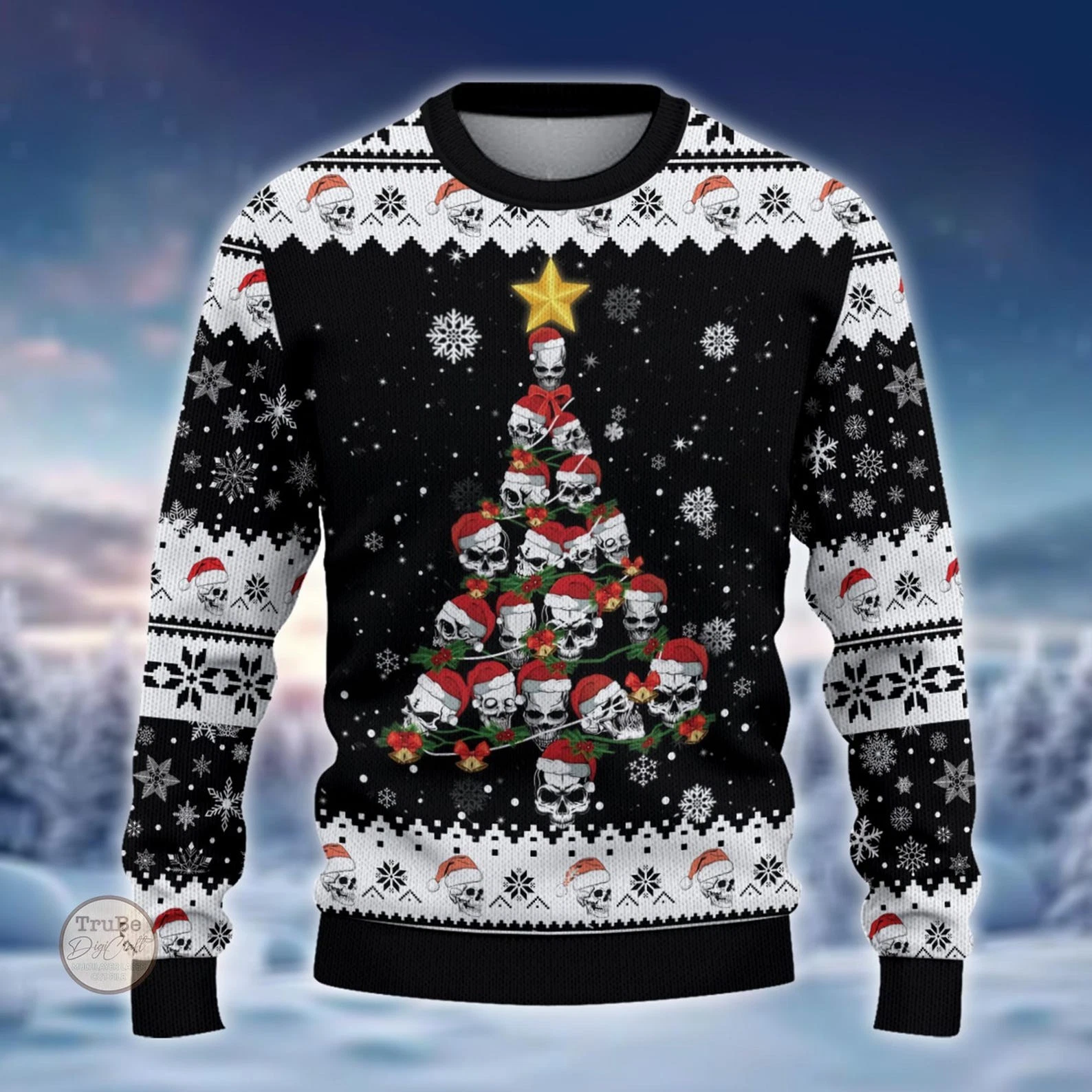 Skull Christmas Ugly Sweater, Funny Holiday Pullover