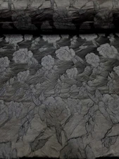 BLACK Roses Floral Dress Upholstery Drapery Brocade Fabric Sold By The Yard