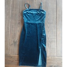 Express Velvet Slip Dress XS Emerald Green Midi Royalcore Whimsigoth Dark Fairy