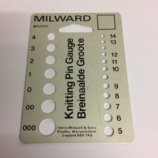 Henry Milward Knitting Needle Pin Gauge Sizer Vintage A2640 Metal