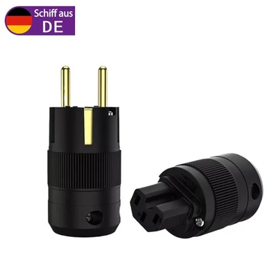 AUDIOCRAST Paar HIFI überzogener Netzstecker EU Schuko IEC Vergoldet Audio Power Stecker