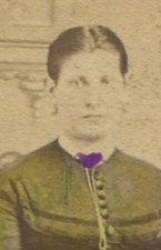 CIVIL WAR ERA CDV. WOMAN STANDING POSE, TINTED DRESS. COSHOCTON, OHIO.