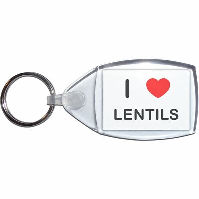 Lentils I Love Heart Clear Plastic Key Ring (S, M or L)
