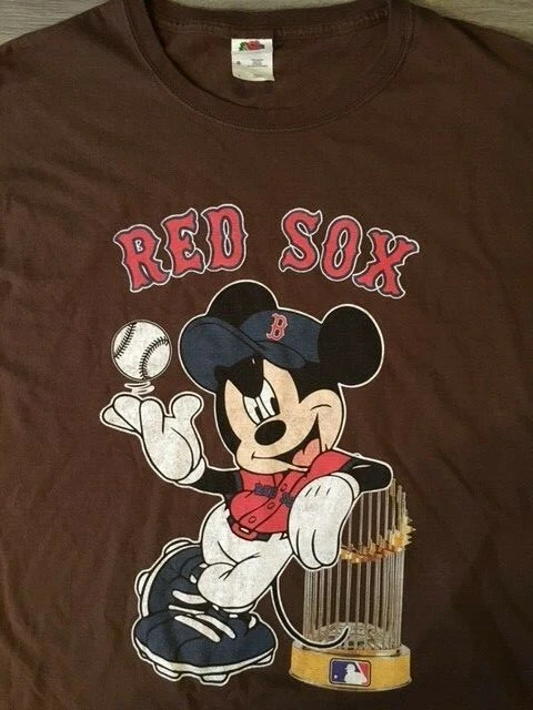 RED SOX / MICKEY MOUSE WORLD SERIES TROPHY, PREOWNED, LARGE, GRAPHIC T-SHIRT