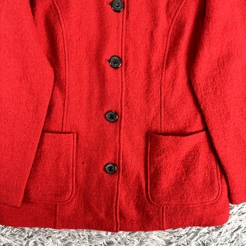 Chico's Boiled Wool Coat Women's 1 US 8 Red Button Front Preppy Casual Colorful - Picture 3 of 11