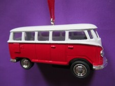 NEW 1962 62 VW CLASSIC 15 WINDOW BUS RED  WHITE CHRISTMAS TREE ORNAMENT