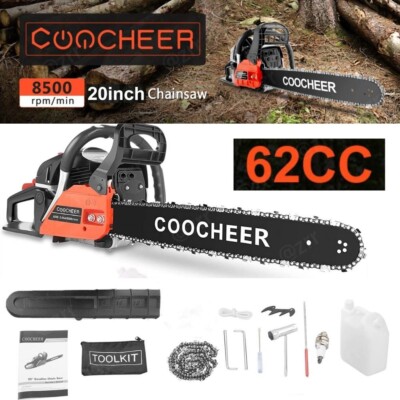 62CC GAS Chainsaw Gasoline Powered Chain Saw Engine Cutting 2 Cycle 20'' Bar+ ~ 