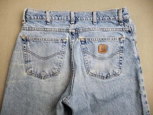 Carhartt Jeans Mens Straight Tapered Denim 33x35 Light Distressed Vtg Faded Y2K - Picture 8 of 24