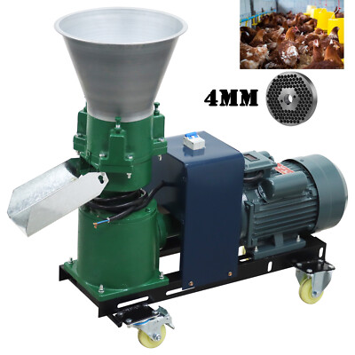 3 Roller Animal Feed Pellet Mill Machine with 4mm Plate 120-150KG Output 220V