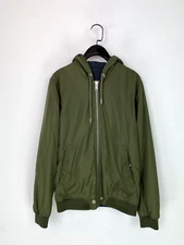 Diesel Zip-up Hooded Jacket Teflon Protected Green Grey Reversible Size S