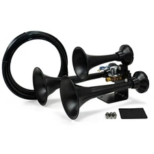 HornBlasters Outlaw Loud Train Air Horn Set for Semi or Large Truck - Black