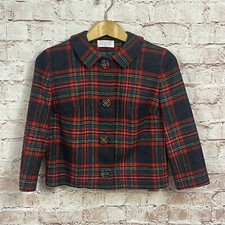 Pendleton Woolen Mills Red Plaid Coat Jacket Blazer Women Sz 12 100 Virgin Wool