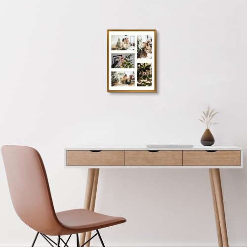 4x6 Aluminum Collage Frame Displays 6x4 Pictures With 5 Openings Mat or One 11x1 - Picture 2 of 8