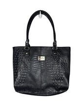 Marc Fisher Faux Leather Tote Bag Black Large Embossed Top Handle Bag Capsule