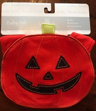 New  Koala Kids Halloween Pumpkin Bib, One Size, Orange,   Jack-O-Lantern Gift