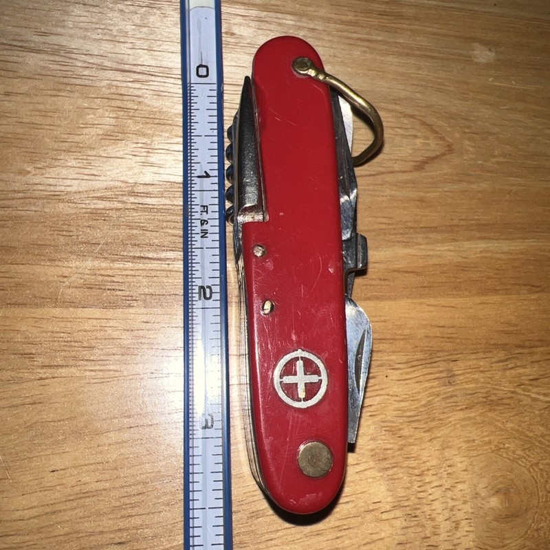 VINTAGE 1970’s SWISS ARMY TYPE KNIFE MULTITOOL JAPAN Good Condition WITH CASE
