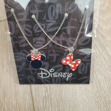 Disney Minnie Mouse  Poka Dot Bow Set of 2 BFF Her Necklaces New in Package