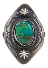 Navajo Native American Kingman Turquoise Ring Size 8 3/4 by Danny Clark SKU23199