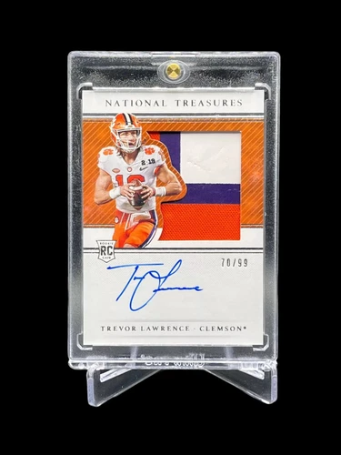 2021 Panini National Treasures Collegiate Trevor Lawrence RC PATCH AUTO /99 #91