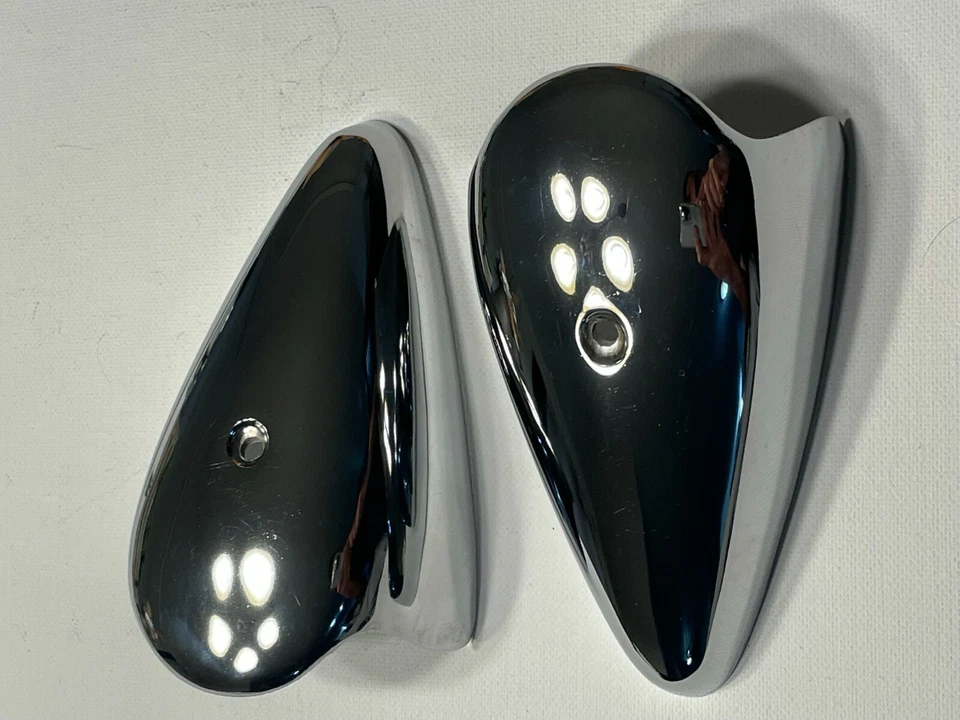 Cubierta de luz de señal de giro VW Bug acero cromado 2 piezas Volkswagen Beetle 1964-1967 T1 Foto 2 de 4