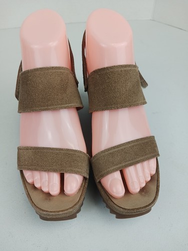 PEDRO GARCIA women light brown suede sling back platform sandals Size US 7