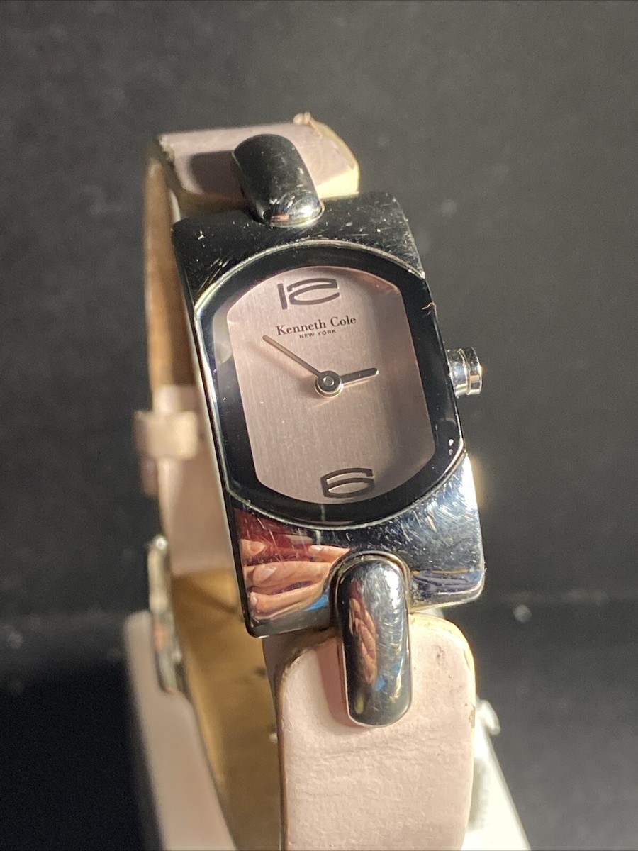 Kenneth Cole Watch Women Silver Tone Leather Band New 