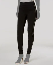 I.N.C. Women's Black Piped Satin-Contrast Curvy-Fit Skinny Pants Size 6