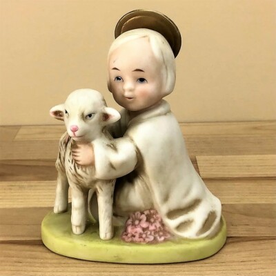 HOMCO ~ Holy Child with Lamb Porcelain Figurine ~ #5605 ~ Precious Condition!