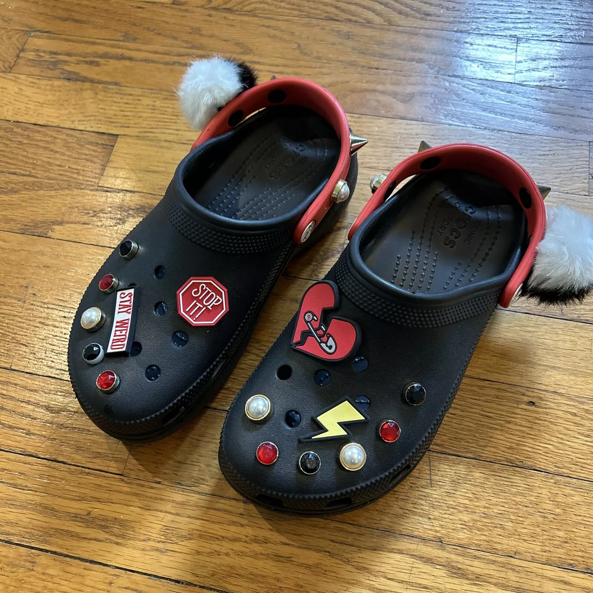 RARE!! DISNEY Crocs Classic Cruella Platform Clogs Size 8W/6M Spikes  Rhinestone