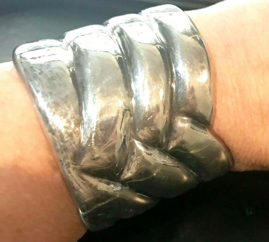 Sterling Silver Beautiful Solid Braided Design Cu… - image 5