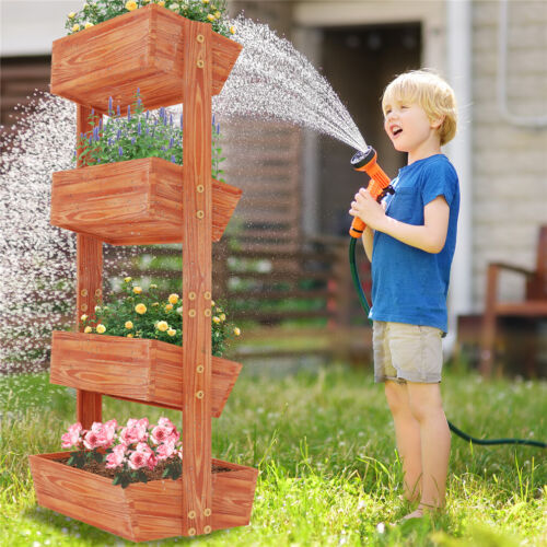 Vertical Garden Planter 4 Tier Planter Box for Outdoor Flowers Vegetable Herbs - Picture 6 of 16