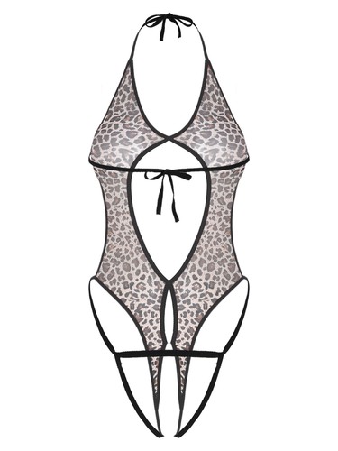 Womens Mesh Sheer Cutout Bodysuit Hollow Out Crotchless Lingerie Teddy Nightwear - Picture 40 of 57