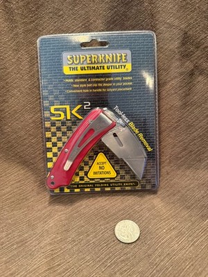 SuperKnife SK2 Red Folding Utility Razor Knife NIB Taiwan Discontinued Linerlock