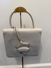 Authentic Loewe Vintage Leather Top Handle Crossbody Bag Ivory White